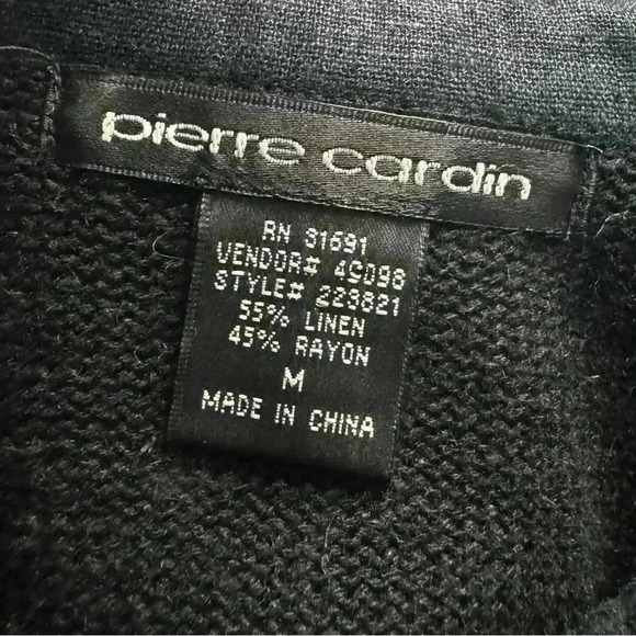 Pierre Cardin Women’s M Linen Button-Front Combo Black Sweater Shirt Jacket - Picture 8 of 10